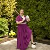 Rachel | custom magenta silk knit grad dress