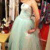 Christine | custom teal jacquard & tulle grad dress