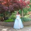 Christine | custom teal jacquard & tulle grad dress