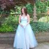 Christine | custom teal jacquard & tulle grad dress